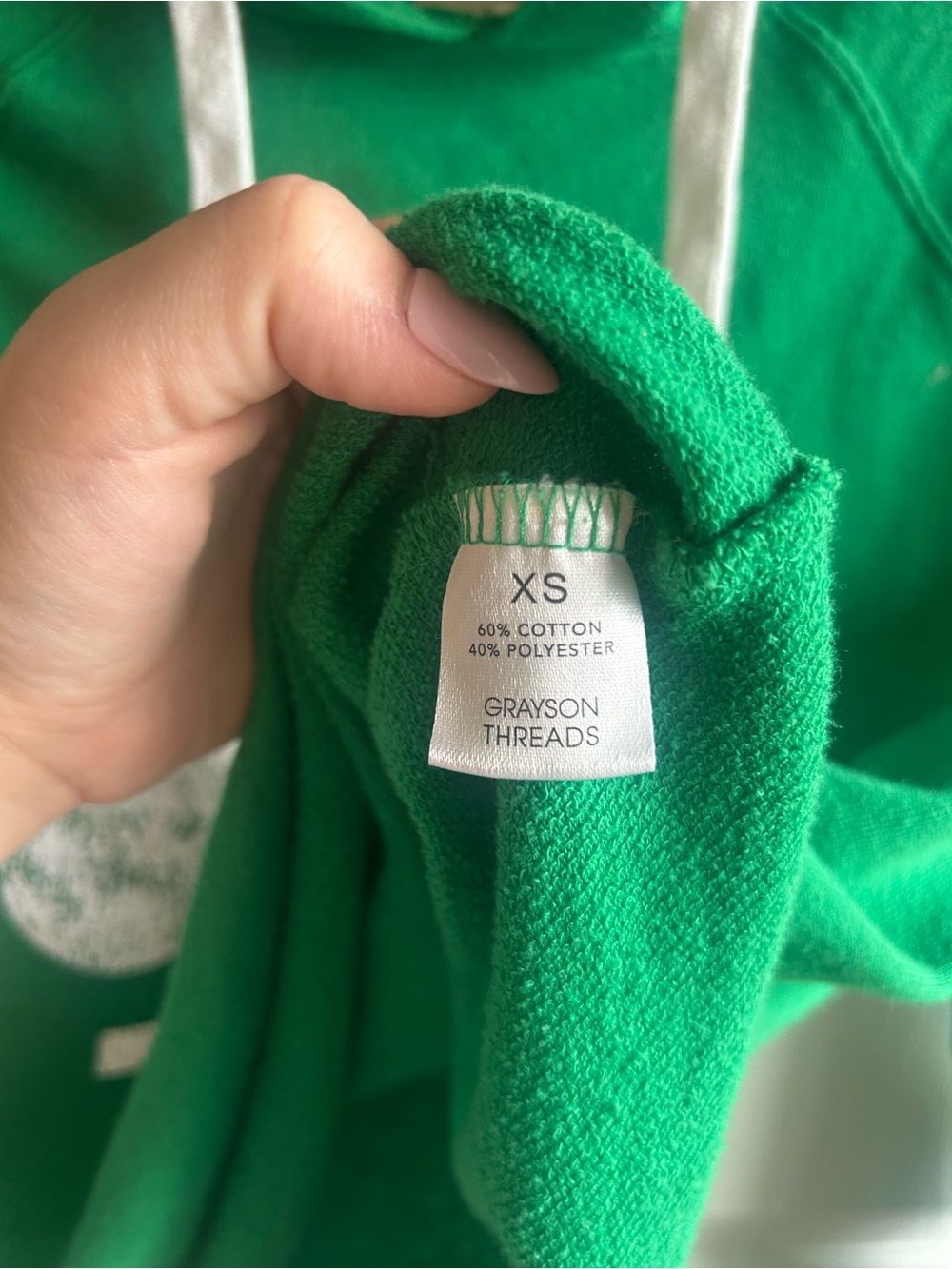 Grayson Threads Green Hoodie with White Drawstring - Picture 4 of 5